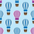 Seamless pattern with hot air balloons. Print for children. Vector illustration.