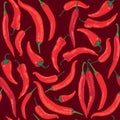 Seamless pattern with hot chilly pepper