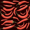 Seamless pattern of hot red chili pepper vector illustration of hot vegetables spicy food ingredient Royalty Free Stock Photo