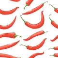 Seamless pattern of hot red chili pepper vector illustration of hot vegetables spicy food ingredient Royalty Free Stock Photo