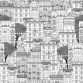 Seamless pattern of houses in Istanbul, Turkey