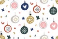 Seamless pattern with hristmas balls - vector illustration. Christmas pattern in Scandinavian style. Perfect for greeting cards, Royalty Free Stock Photo