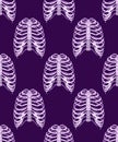 Seamless pattern with human rib cage. Line art style. Boho vector illustration Royalty Free Stock Photo