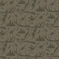 Seamless pattern for hunting theme.deer, duck, gun, bird a