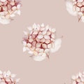 Seamless pattern with hydrangea in watercolor style