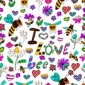 Seamless pattern I love bee Royalty Free Stock Photo