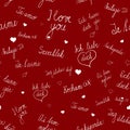 Seamless pattern with I love you text in various languages Royalty Free Stock Photo