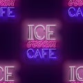 Seamless pattern with Ice Cream CafÃÂ© Inscription