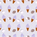 Seamless pattern ice cream cones deserts.Taro soft cream vector.