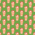 Seamless pattern with ice cream in a glass. Vector