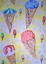 Seamless pattern with ice cream. Handmade drawn. Royalty Free Stock Photo