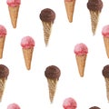 Seamless pattern ice cream on a stick, in waffle Royalty Free Stock Photo