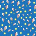 Seamless pattern of ice cream and sun