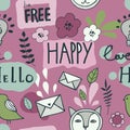 Seamless pattern with icons and speech bubbles Royalty Free Stock Photo