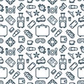 Seamless Pattern of Icons. Travel and Leisure Theme Background. Royalty Free Stock Photo