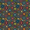 Seamless pattern with icons on various themes