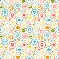 Seamless pattern with icons on various themes