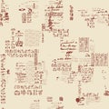 Seamless pattern with illegible scribbles and text