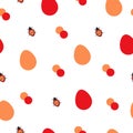 Seamless pattern illustration with Easter eggs and lady bug - festive theme Royalty Free Stock Photo
