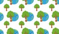 seamless pattern illustration of globe hugging a tree Royalty Free Stock Photo
