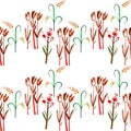Seamless pattern illustration with  red,green and orange flowers Royalty Free Stock Photo