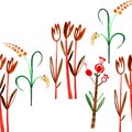 Seamless pattern illustration with  red,green and orange flowers Royalty Free Stock Photo