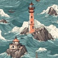 Seamless marine pattern illustration