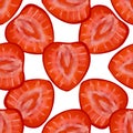 Seamless pattern with illustration of strawberry slices on a white background Royalty Free Stock Photo