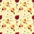 Seamless pattern illustration, on_2_the theme of Italian pizza cuisine, for decoration and design