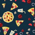 Seamless pattern illustration, on_7_the theme of Italian pizza cuisine, for decoration and design