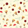 Seamless pattern illustration, on_5_the theme of Italian pizza cuisine, for decoration and design