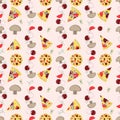 Seamless pattern illustration, on_3_the theme of Italian pizza cuisine, for decoration and design