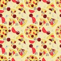 Seamless pattern illustration, on_1_the theme of Italian pizza cuisine, for decoration and design