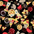 Seamless pattern illustration, on_14_the theme of Italian pizza cuisine, for decoration and design