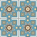 Seamless pattern illustration in traditional style - like Portuguese tiles. Royalty Free Stock Photo
