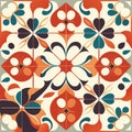 Seamless pattern illustration in traditional style - like Portuguese tiles. AI generated Royalty Free Stock Photo