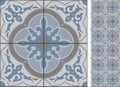 Seamless pattern illustration in traditional style like Portuguese tiles Royalty Free Stock Photo