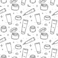 Seamless pattern with illustrations of different types of cream