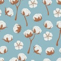 Seamless pattern. A pattern with an image of a cotton plant. Cotton pattern for the print. Vector illustration Royalty Free Stock Photo