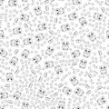 Seamless pattern with image of a Funny cartoon pugs