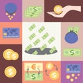 Seamless pattern with the image of wages, money