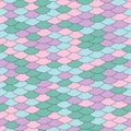 Seamless pattern. Imitation of scales of fish. Blue, green, pink, purple scales with grey lines background. Animal print Royalty Free Stock Photo