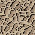 Seamless pattern. Imitation of skin of clouded leopard. Black, gray and brown spots on beige background.