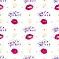 Seamless pattern  imprint of red lipstick Royalty Free Stock Photo