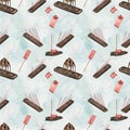 Seamless Pattern of Incense Sticks and Holders Royalty Free Stock Photo