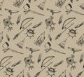 Seamless pattern Indiam motifs (motifs of redskin man)