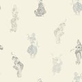 Seamless pattern with Indian dancers