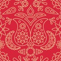 Seamless pattern with indian ornament paisley and asian flower