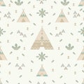 Seamless pattern indian woodland arrows and teepee, Tribal tent, aztec Royalty Free Stock Photo