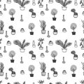 Seamless pattern with indoor plants. Royalty Free Stock Photo